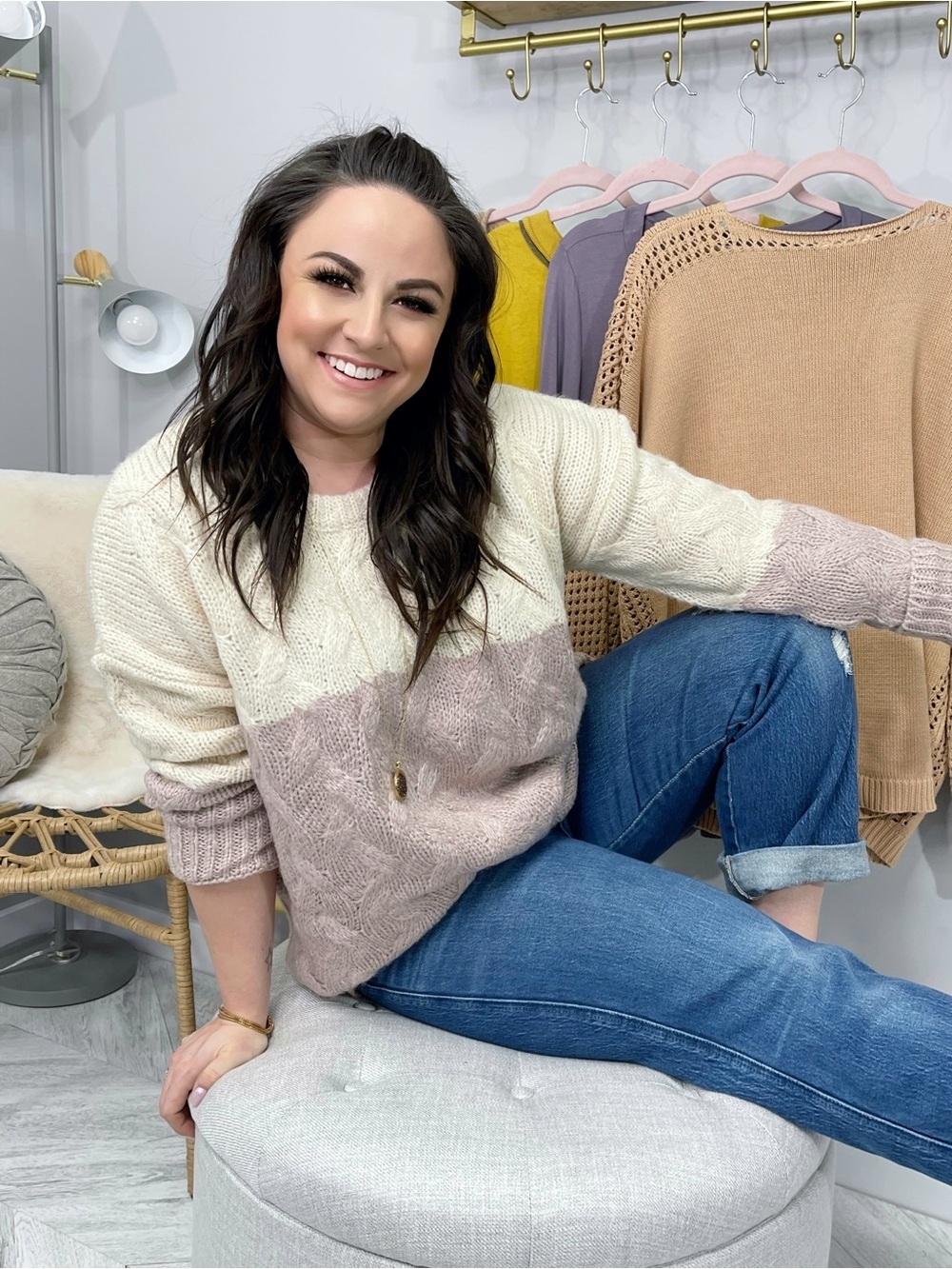 Kye Mi Two-tone knit sweater